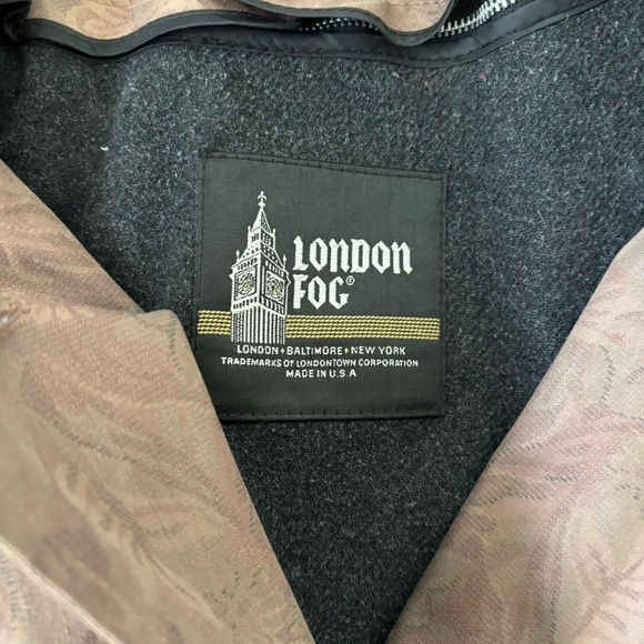 Vintage London Fog Waterproof Floral Trench Coat Sz 12P Beige Wool Lined - Picture 6 of 12